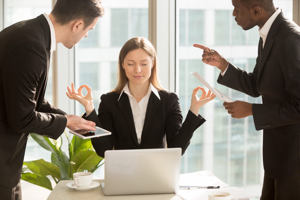 Woman working with no stress