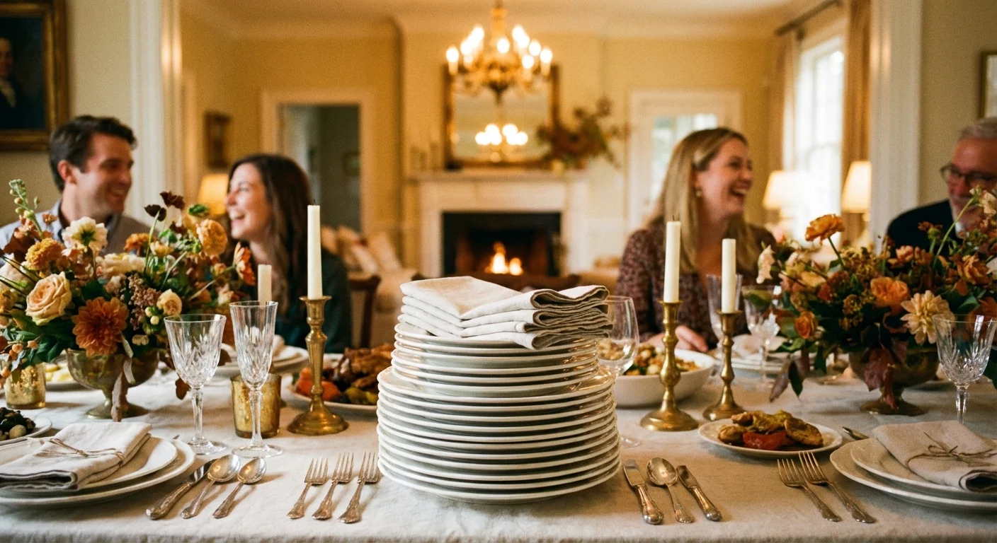 A beautifully set dining table ready for a family meal.