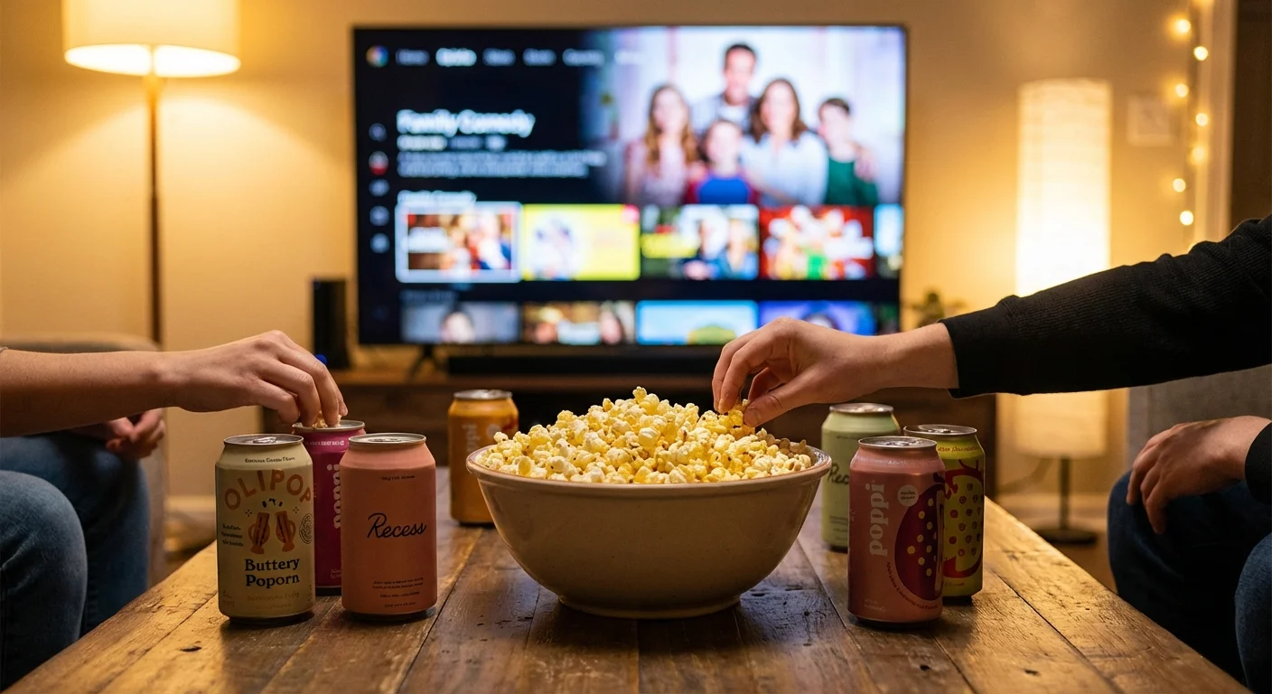A bowl of popcorn and sodas on a table for a game.