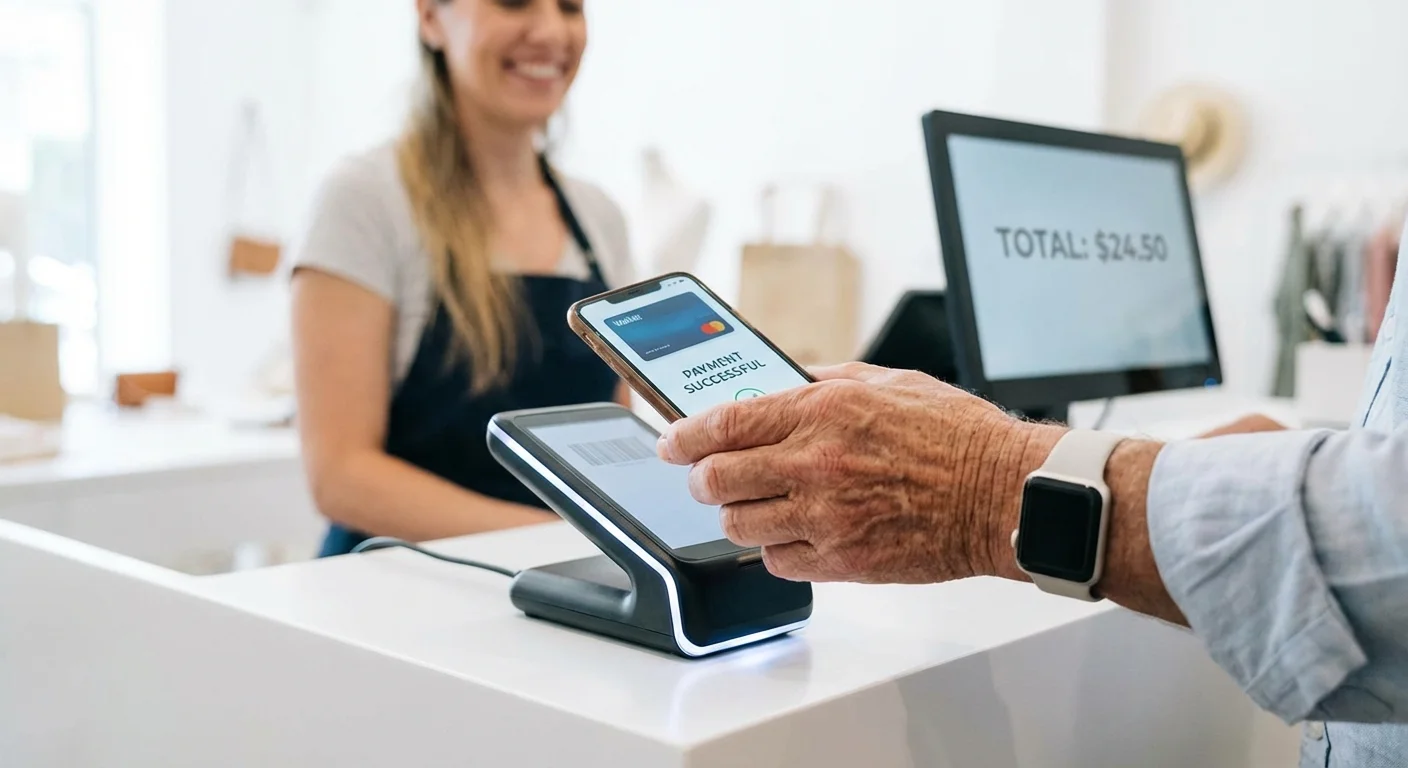A close-up of a person using their phone to scan a rewards app.