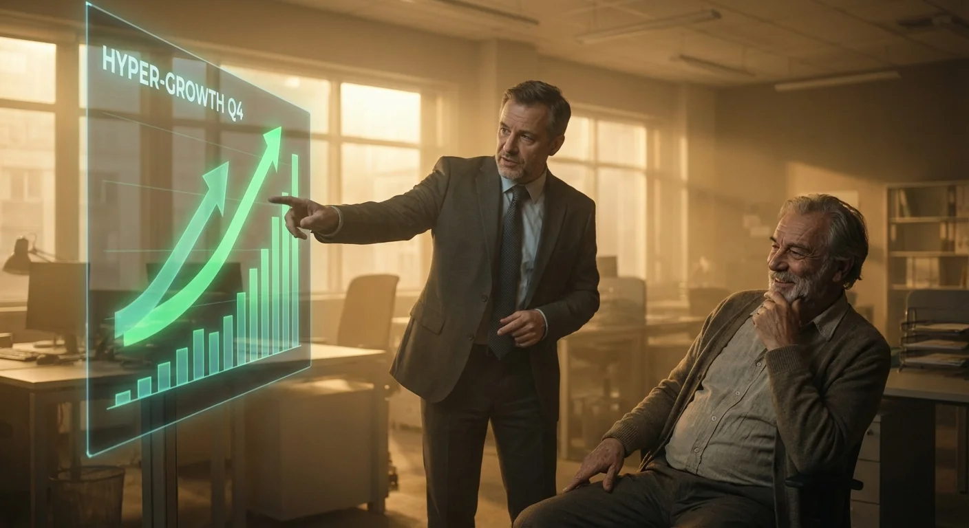 A manager showing an unrealistic chart to a skeptical senior employee.