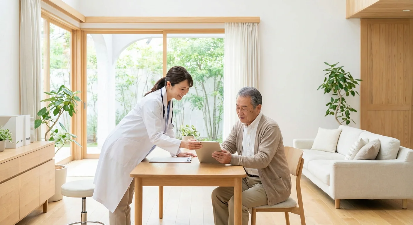 A professional doctor consulting with an elderly male patient in a bright, modern healthcare facility.