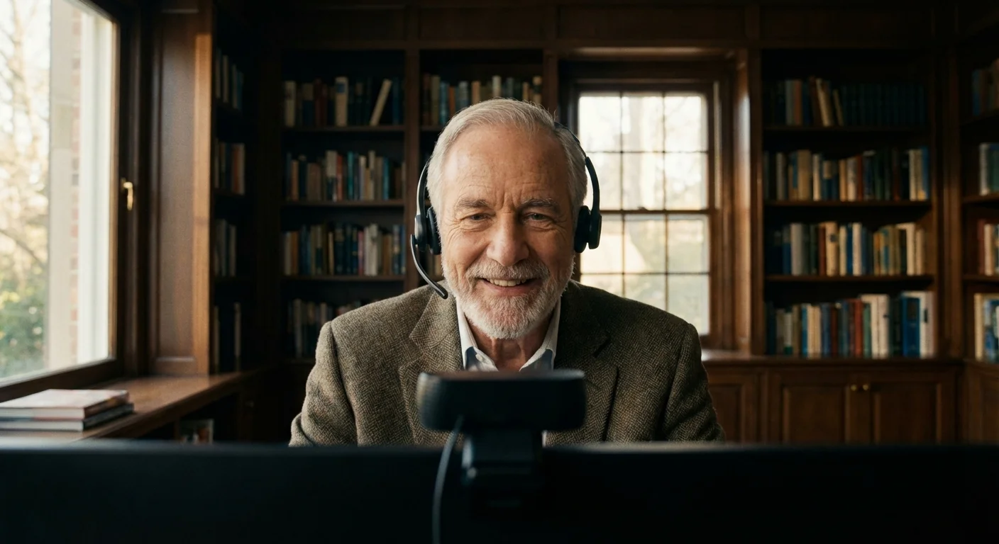 A senior man working as a consultant from his home office.