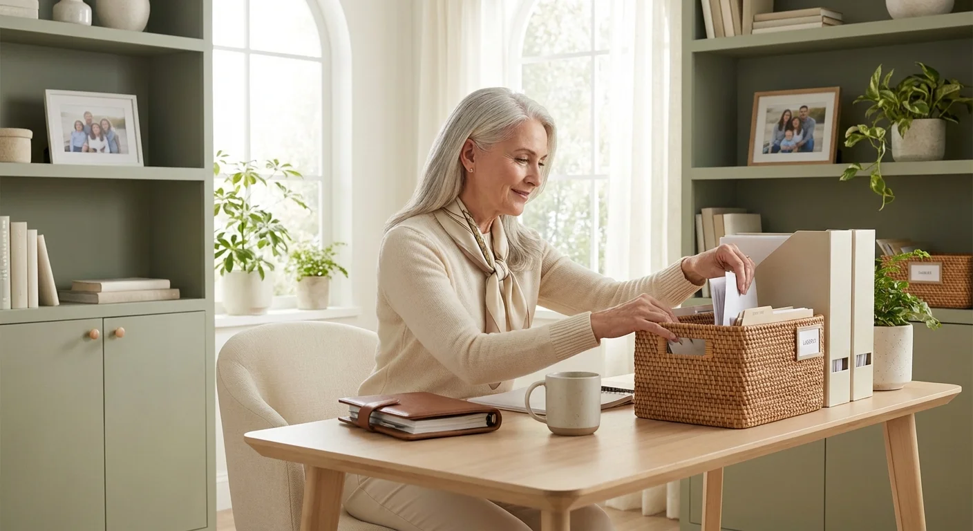 A senior woman organized and prepared for retirement, reflecting the peace of mind from following the five pillars.