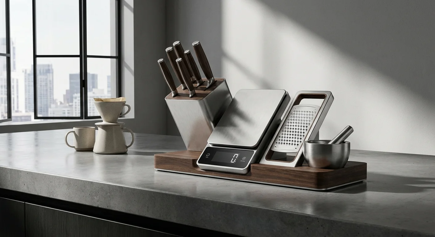 A sleek kitchen gadget on a clean, compact counter.