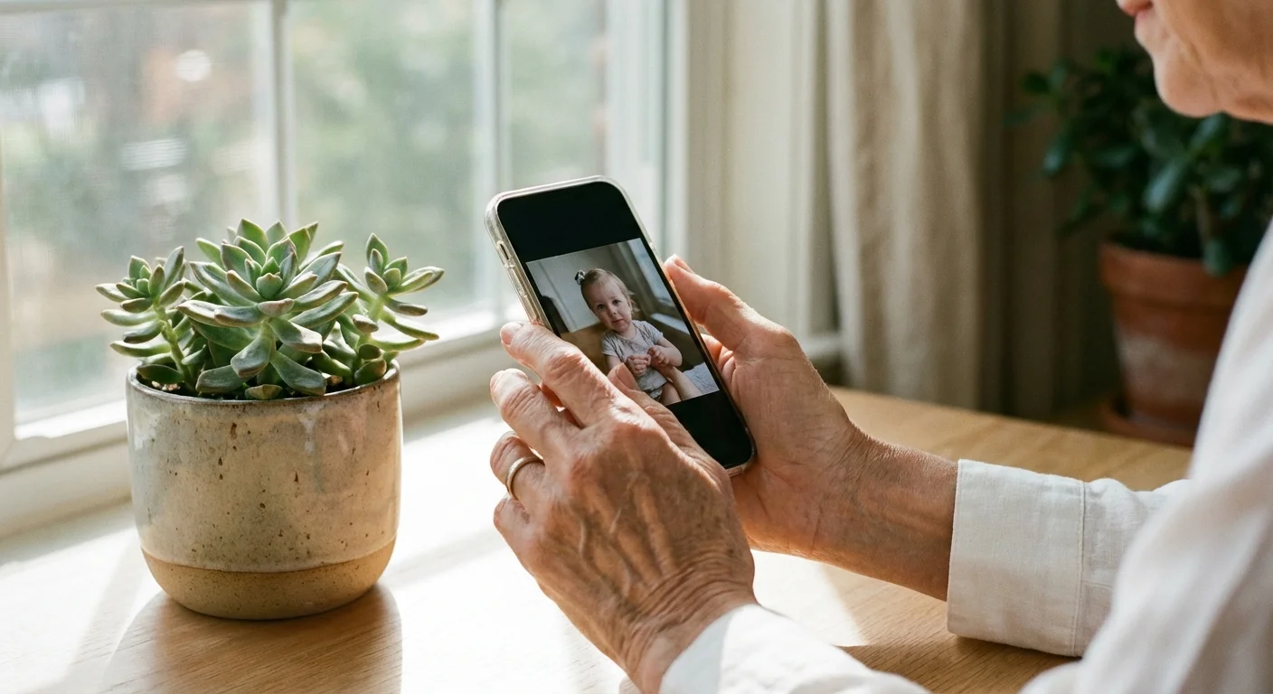 Close-up of a senior woman using a smartphone in a bright office, representing modern financial management.