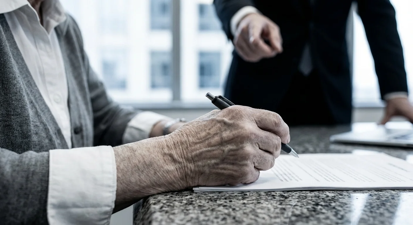 Close-up of an employee's hands during a stressful reprimand.
