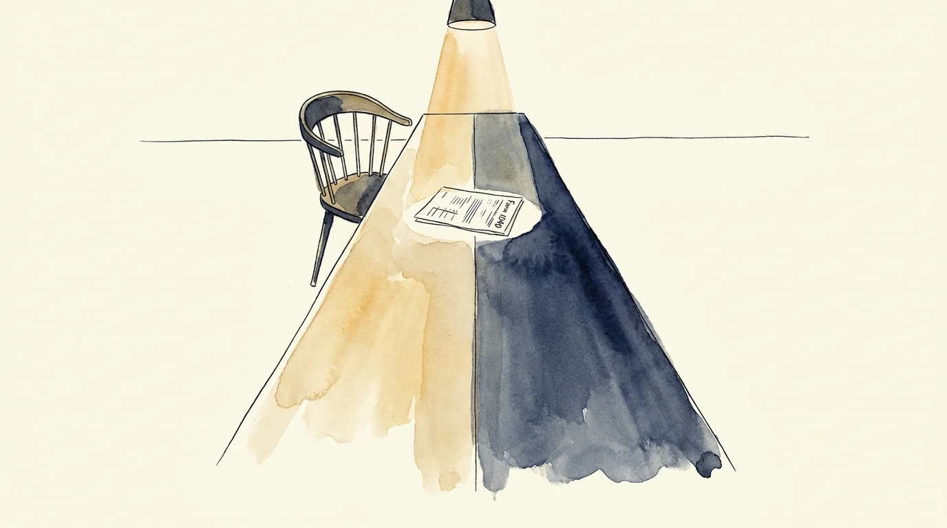 An editorial ink illustration showing a single chair at a large table, symbolizing the tax shift after losing a spouse.