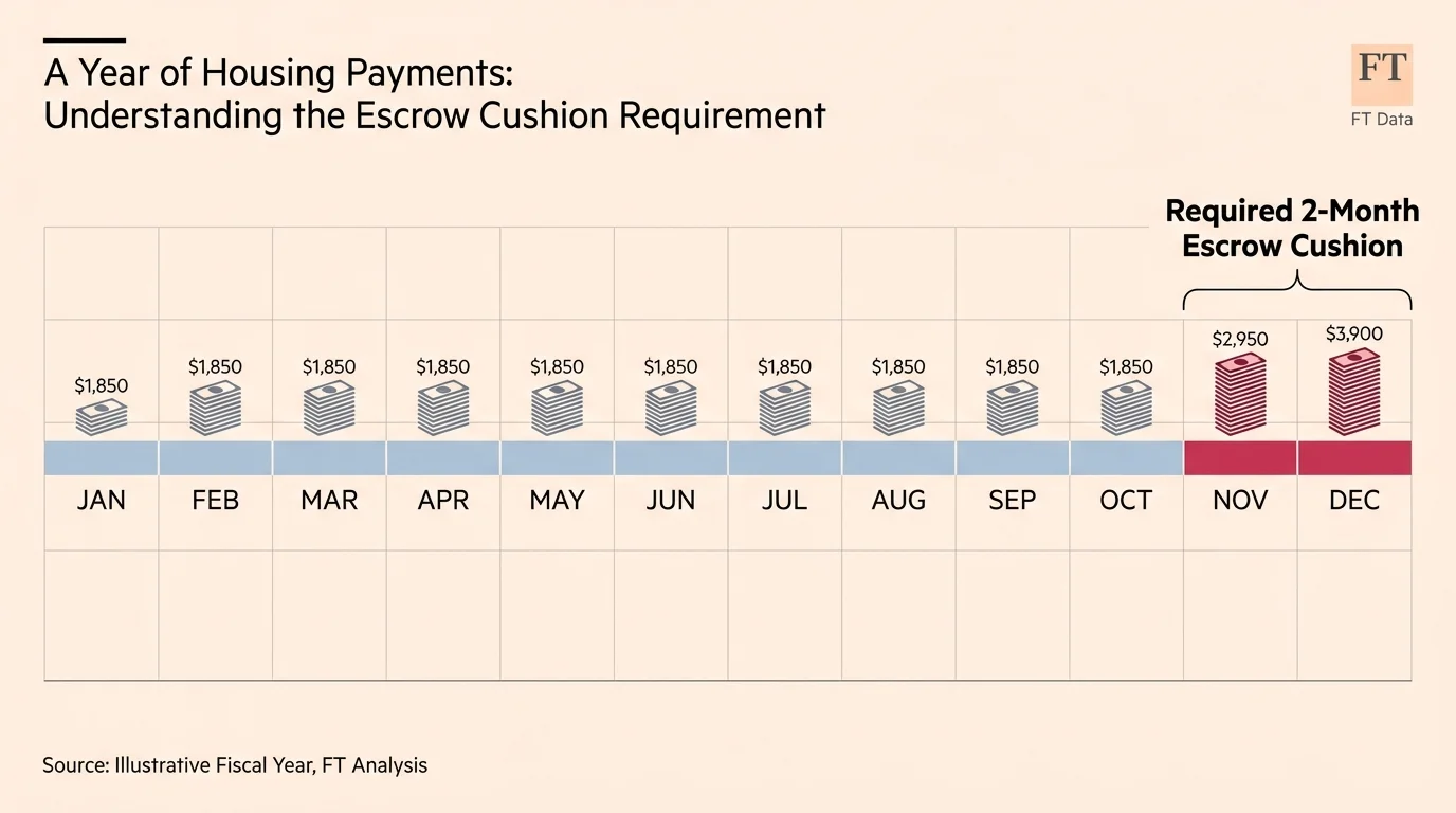 A horizontal data bar displaying a highlighted block representing a required two-month escrow cushion.